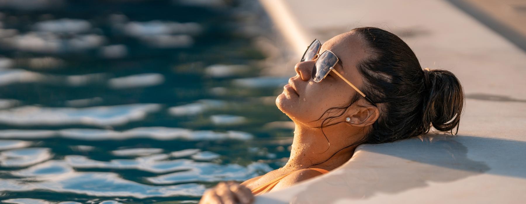 a person in a pool